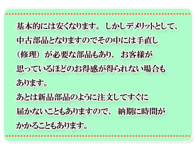 ��{�I�ɂ͈����Ȃ�܂��B�������f�����b�g�Ƃ��Ē��Õ��i�ƂȂ�܂��̂ł��̒��ɂ͎蒼���i�C���j���K�v�ȕ��i������A���q�l���v���Ă���قǂ̂������������Ȃ��ꍇ������܂��B���Ƃ͐V�i���i�̂悤�ɒ������Ă����ɓ͂��Ȃ����Ƃ�����܂��̂ŁA�[���Ɏ��Ԃ������邱�Ƃ�����܂��B